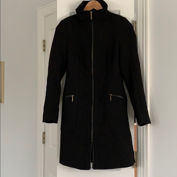 Zara Jackets & Blazers - Zara Black Structured Coat with Leather Piping